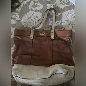 Fossil leather tote bag